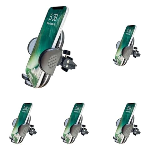 Fugetek Phone Holder Air Vent Mount, Adjustable Cradle, Quick Release, Durable Metal Clip Plates, 360 Rotation, Compatible with iPhone & Android Phones (Black/Grey) (Pack of 5) Cover