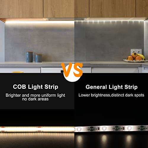 Image of USB Powered COB Led Strip Lights, 6.56Ft Battery Operated Blue LED Strip Lights, High Brightness Flexible LED Tape Lights for Room, Cabinet, Bedroom, Kitchen, Party, Home DIY Indoor Deco
