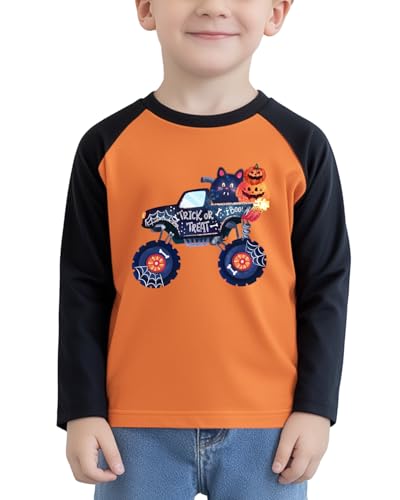 Pumpkin Shirt Toddler Halloween Shirt for Kids Boys Girls Halloween T-Shirts Ghost Clothes Long Sleeve Cotton Tee 2T-8Y
