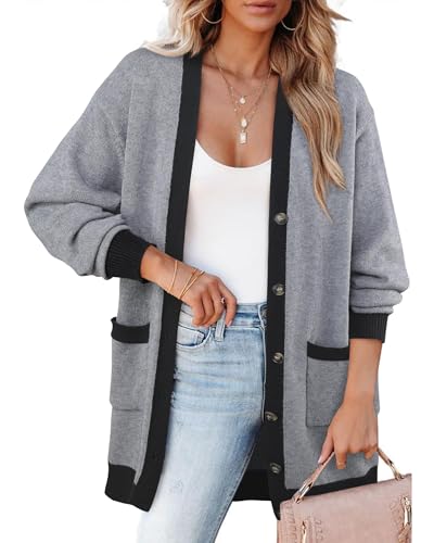 Bebonnie Women's Cozy Knit Long Sleeve Open Front Buttons Cardigan Sweater Outerwears Coats with Pocket