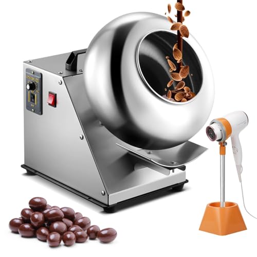 LPONAA Máquina Eléctrica para Recubrir Azúcar Y Pulir Chocolate, Máquina para Recubrir Chocolate con Ajuste De Velocidad Y Calor, Máquina Automática para Recubrir Azúcar/Chocolate/Nuez, con Secador