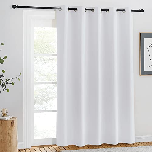 NICETOWN Room Darkening Curtain for Living Room - Easy Care Solid Thermal Insulated Grommet Doorway Window Curtain Drape for Bedroom (1 Panel, W66 by L84, Greyish White)