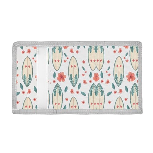 ALAZA Kids Wallets for Boys Girls Toddler Trifold Wallet Children Small Surfboard Hibiscus with Zipper Coin Pocket2