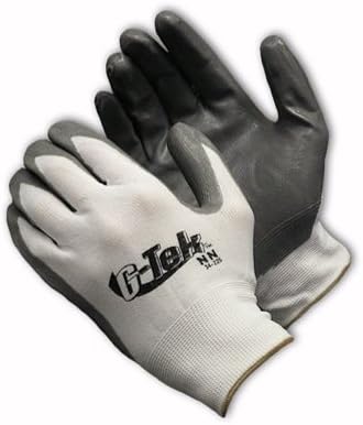 Protective Industrial Products Inc 34-225/S - G-Tek Cut Resistant Gloves - Nitrile Coated Palm & Fingers, Nylon Shell, Size Small, Gray & White Color, Pack of 15