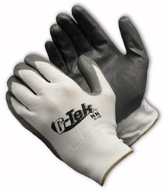 Protective Industrial Products Inc 34-225/S - G-Tek Cut Resistant Gloves - Nitrile Coated Palm & Fingers, Nylon Shell, Size Small, Gray & White Color, Pack of 15