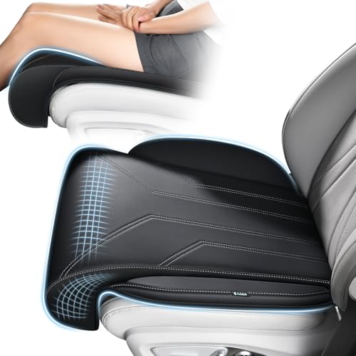 Image of FLORICH Car Seat Extender Leg Support Cushion for Driver Seats Office Chair, Leather Memory Foam Widened seat Cushion for Long Drivers Universal Car Seat Cushion Legs Rest Pads-Black1