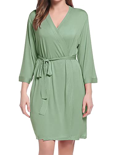 Image of Joyaria Women Bamboo Viscose Robe Super Soft Comfy Summer Cooling Short Lightweight Bathrobe with Pocket S-XXL