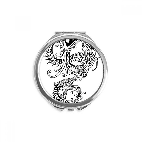 Miroir rond dragon chinois de maquillage fait main accessoire de poche traditionnel unique