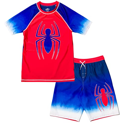 Marvel Spider-Man Toddler Boys Rash Guard and Swim Trunks Outfit Set Red 2T