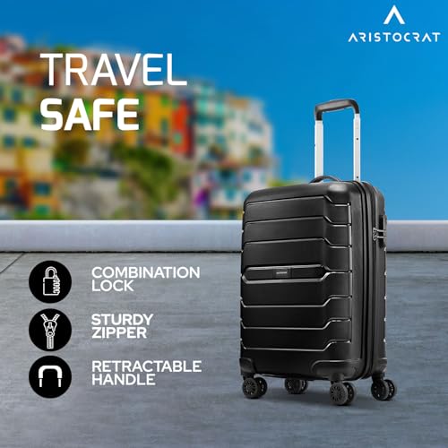 Image of Aristocrat Liberty 8-Wheel Cabin Size Hard Case Trolley Bag, Jet Black
