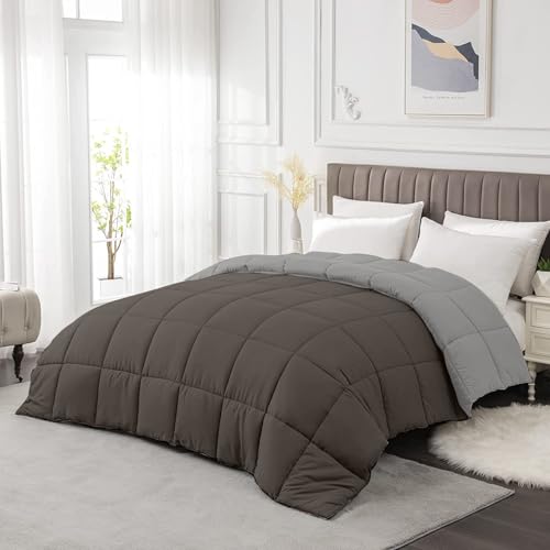 Image of Razzai Restful Sleep Microfiber Summer Season Ac Reversible Comforter 220 GSM (60 inch x 90 inch Inches /152cm x 228cm) - Single Bed Comforter|Silver /Dark Grey|
