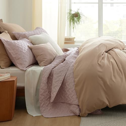 Image of Bedsure Quilts Twin Size - Lightweight Bedspreads Twin Size with Basket Weave Pattern, Soft Quilt Bedding Set, Dusty Rose Comforter Set Coverlet for All Seasons with 1 Pillow Sham (68 inch x 86 inch)