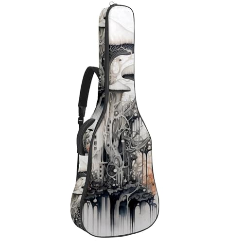 Housse de guitare acoustique imperméable 41 pouces avec poches et motif à fleurs multicolore