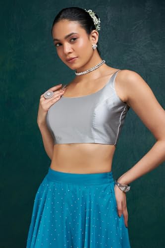 Image of Soch Womens Taffeta Solid Sleeveless Padded Blouse