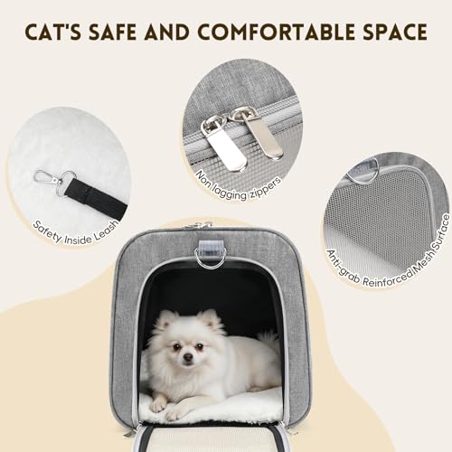 Cat Carrier Soft, Dog Carriers for Small Dog/Large Cat (Up to 16lb) | with High Breathability, Shoulder Strap, Removable Pad, Pet Carrier Airline Approved, for Home Outdoor Travel (Gray) - Image 7