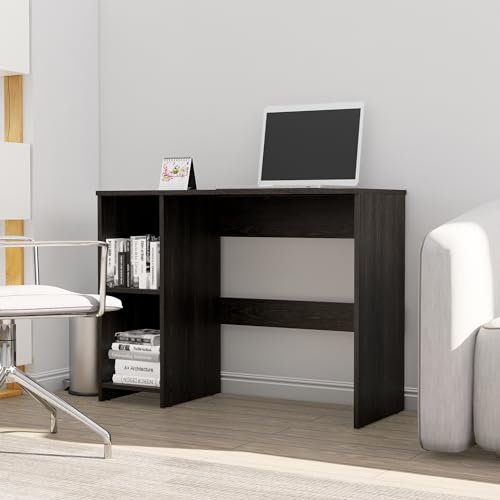 Image of Bniture Wooden Study Table for Home | Engineered Wood Study Table with 2 Storage Shelf | Multi Purpose Computer Desk for Writing & Study | Laptop Table for Study Room & Office | Flower Wenge