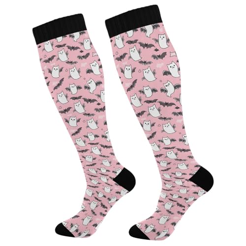 ALAZA Bat Spider Halloween Animal Compression Socks for Women Men Circulation Long Socks Running Athletic Cycling 2 pair