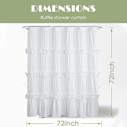 Homechoice Decor LQ-WESTBURY-SC-1PC-WHT-72X72 Victorian Ruffle Shower Curtain thumb #5