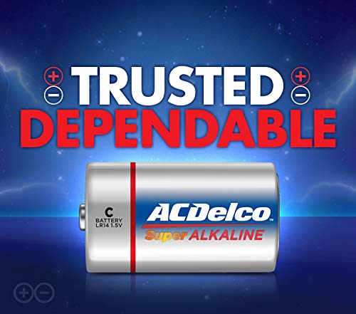 Acdelco 8-Count C Batteries, Maximum Power Super Alkaline Battery, 7-Year Shelf Life, Recloseable Packaging #TOP6
