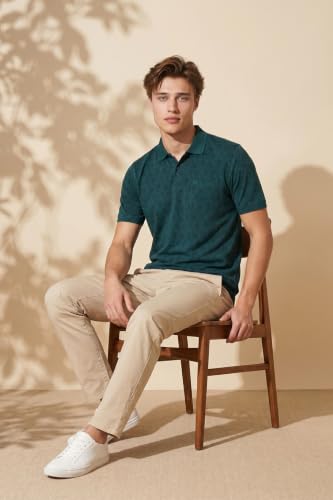 Image of Peter England Men's Cotton Abstract Floral Print Polo T-Shirt - Casual Wear | Stylish & Breathable