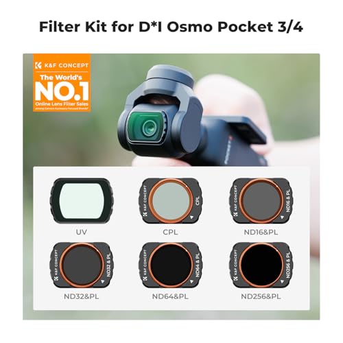 Image of K&F CONCEPT 6 Pack UV+CPL+ND16 /PL+ND32 /PL+ND64 /PL+ND256 /PL Filter Set | Compatible with Osmo Pocket 4 & Pocket 3, Magnetic, Multi Coated HD Optical Glass, FD161