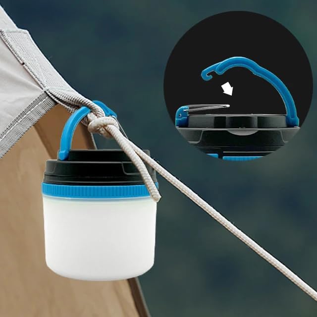Image of Waterproof LED Camping Lantern, Battery Powered Outdoor Tent Light with 3 Lighting Modes, 360 Brightness, Magnetic Base & Hanging Hook for Power Cuts, Emergency, Hiking, Fishing, (Blue)