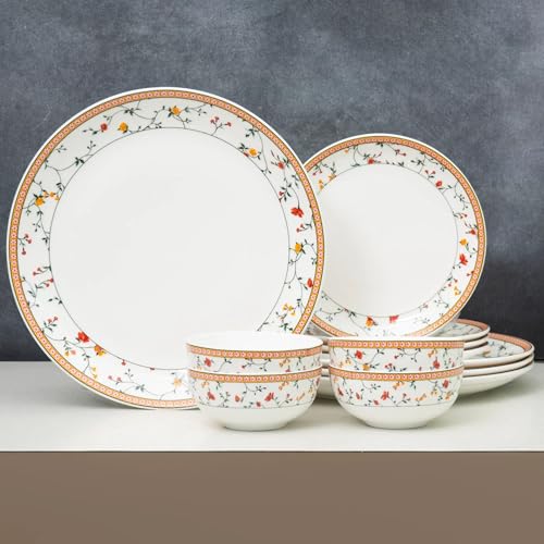 Clay Craft Fine Ceramic Eco Dinner Set, Enchanting Gold, for Fami...
