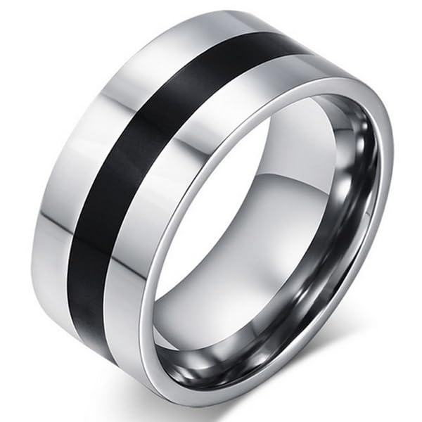 Stainless steel men's ring Black Line 9mm-17mm