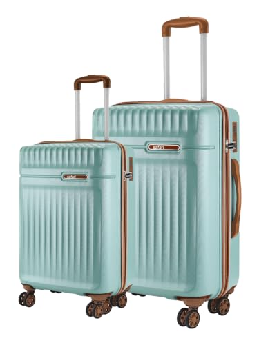 Image of Safari Runner Set of Small and Medium 8 Wheels 55 and 66cm Hard Case Polycarbonate 360 Degree Wheeling System, Trolley Bags for Travel, Suitcase for Travel, Sage Green