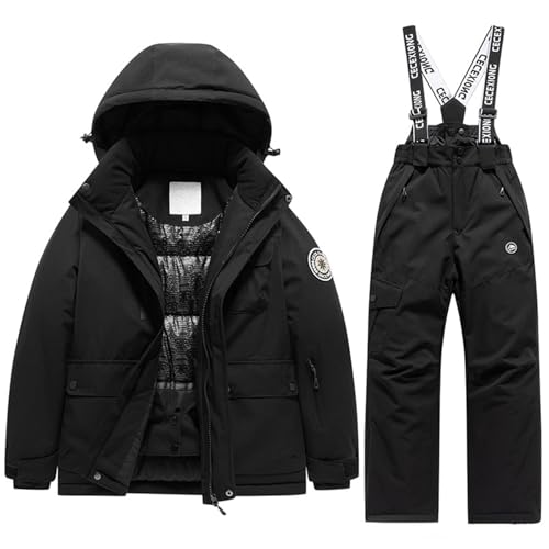Traje de esquí unisex Generisch, conjunto térmico de nieve negro para niños de 8-9 años