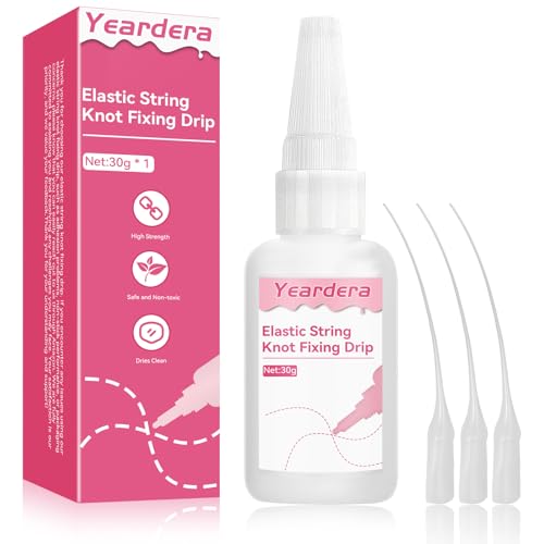 Yeardera Bracelet String Professional Elastic String Kont Fixing Drip 30g, Clear Bracelet Glue, Keep Stretchy Bracelet String Stay Perfectly Tied for Clay Beads, Jewelry Making Supplies