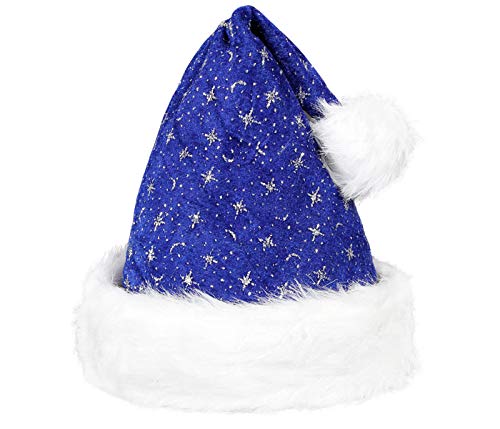 Trendmaus Gorro de Papá Noel con Pelo Borde y Purpurina Azul Niños 02u00a0a