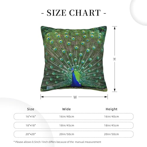 Housse de coussin velours côtelé paon 45x45 cm pour salon