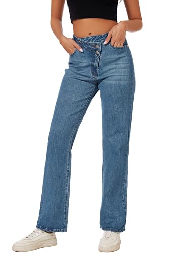 Jeans Women High Waist Wide Leg Baggy Jeans Boyfriends Stretch Denim Pants