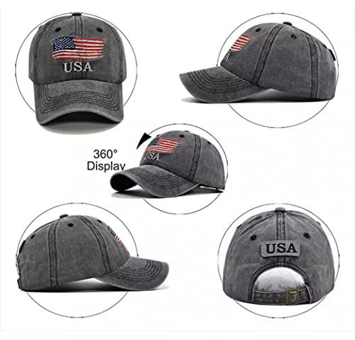 Image of IZUS Men's USA-Flag-Embroidered Baseball-Cap Washed-Cotton Dad-Tracker-Hat American-Independence-Day