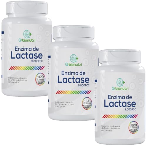 Kit 3x Enzima Lactase 9000 FCC Bionutri – 120 Cápsulas Cada | Alta Concentração | Suplemento para Lactose | Uso Diário