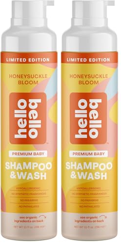Image of Hello Bello Baby Shampoo & Body Wash, Honeysuckle Bloom Scented, 10oz Bottle (Pack of 2)