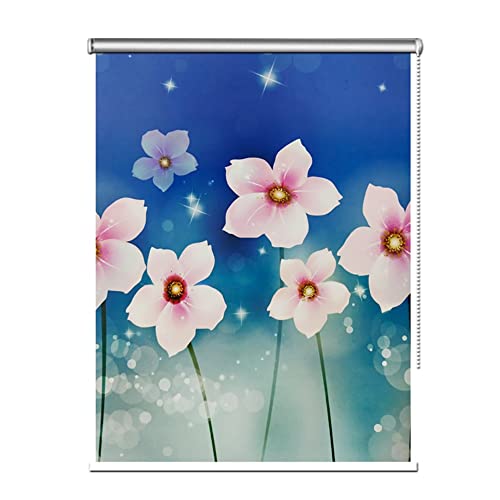 Bambusrollo Blaue Blumen Rollos für Büro, Ausgezeichnet Blackout Schatten...