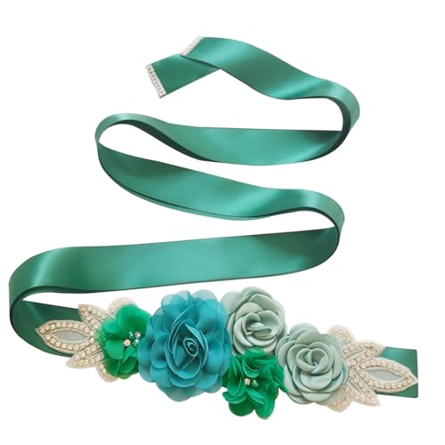 AISWI Maternity Flower Sash Belt with Rhinestone Pearls for Baby