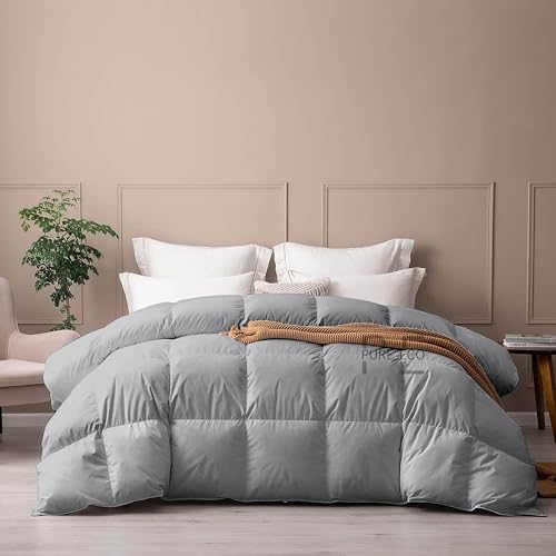 Image of PURE ECO 300 GSM Comforter for King Size - Luxury & Soft Microfiber 300 GSM Comforter for Winter - Duvet /Blanket King Size (90 inchX106 inch) - Silver Grey Color