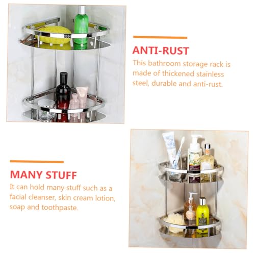 Estante esquinero triangular de acero inoxidable duradero para organización de baño 5