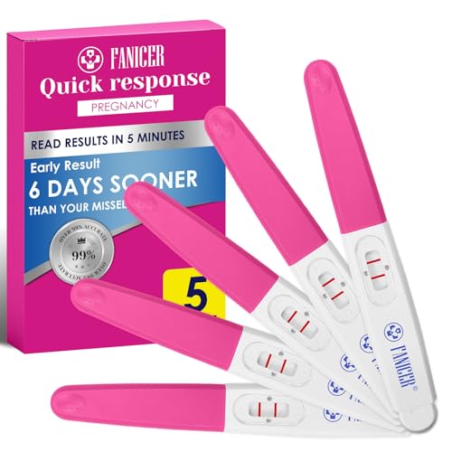 5 Count Early Detection Pregnancy Tests, Pregnancy Test Kit, Accurate Early HCG Detection for Women, Quick and Easy to Use, Easy at-Home Pregnancy Tests, Individually Packed?Rose red?