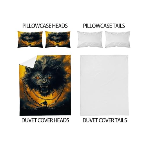Parure de lit lion 200x200 housse de couette microfibre - 4