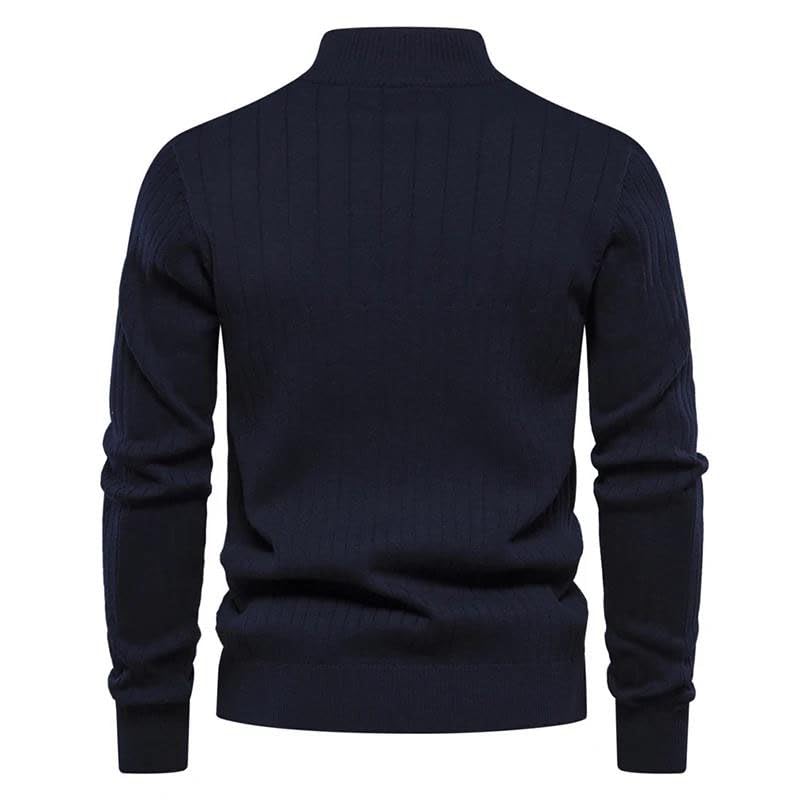 Men's Half Zipper Solid Color Long Sleeve Sweater Stand Collar Sweater for Men2