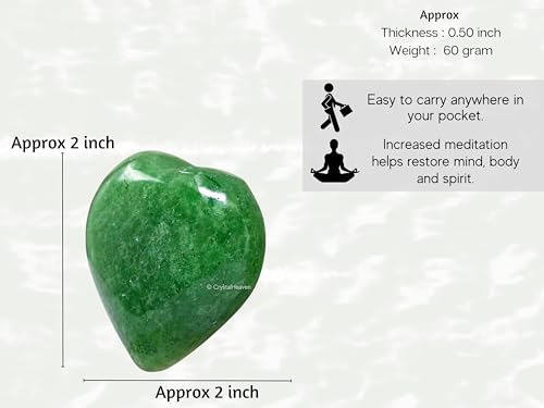 Image of Crystal Heaven Certified Green Strawberry Quartz Heart Palm Pebbles Stones For Anxiety Stress Relief Massage - Aaa Grade Original Healing Gemstone Agate Heart Palm Stone For Yoga Meditation Spiritual