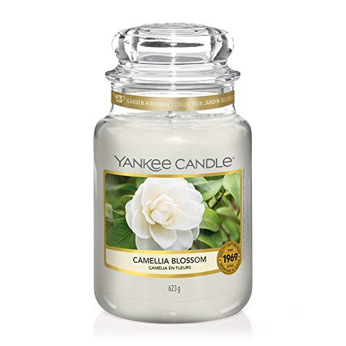 Yankee Candle Scented, Up to 150 Hours Burn Time, Garden Hideaway Collection, Camellia Blossom, Large Jar