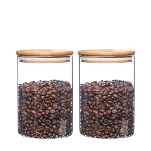 Image of umieo Glass Food Storage Containers with Lids, Small Storage Containers 27oz Set of 2, Glass Storage Jars with Airtight Lids for, Flour, Rice, Nuts, Candy, Coffee, Beans