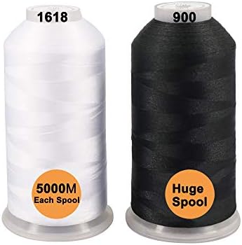 New brothreads - 40 Options- Various Assorted Color Packs of Polyester Embroidery Machine Thread Huge Spool 5000M for All Embroidery Machines -1Black+1White