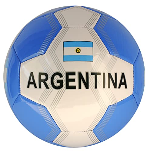 Balón de fútbol Argentina con bandera argentina talla 5 color blanco / celeste