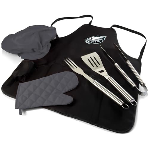 Image of Picnic TIME BBQ Apron Tote Pro Grill Set, (Black with Gray Accents)